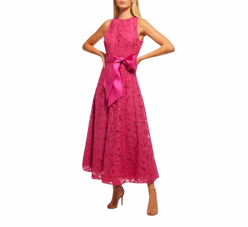 Women's Romantic Outfit Fashion-Forward Style Franny Midi Dress In Fuschia