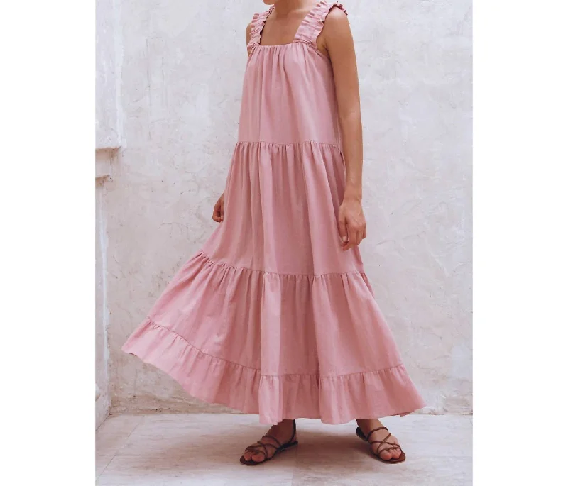 Women's Stylish Outdoor Outfit Romantic Detailing La Palma Maxi Dress In Pink