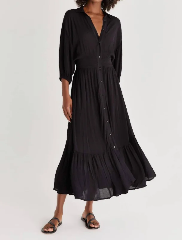 Women's Holiday Clothing Subtle Sophistication Tanya Solid Maxi Dress in Black