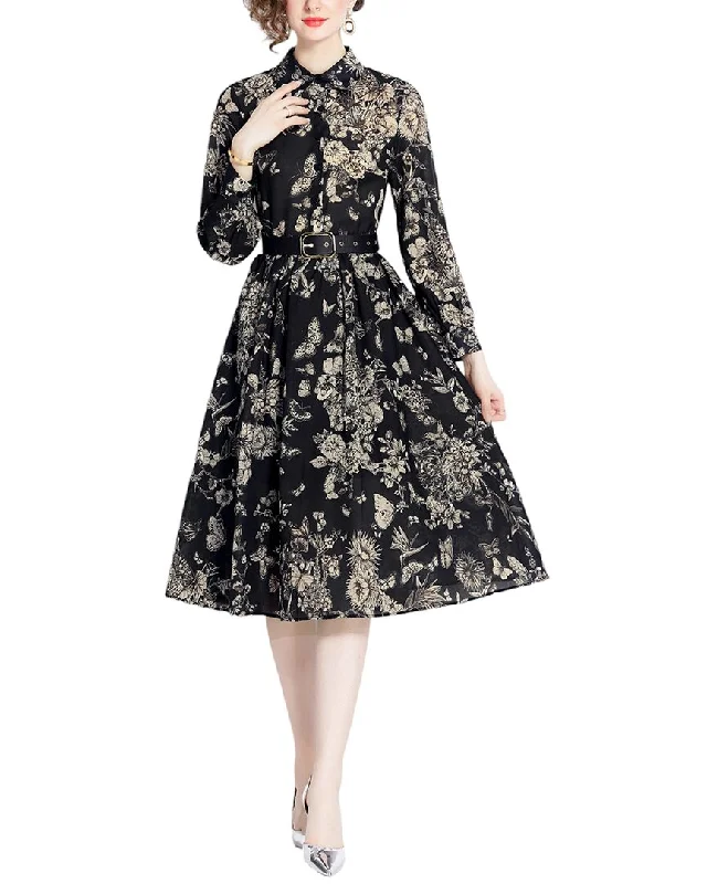 Women's Chic Outerwear Outfit Vintage Retro Party Wear Kaimilan Midi Dress