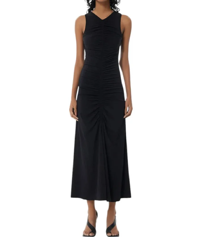 Women's Office Outfit Romantic Date - Night Ensemble Alsina Mich Midi Dress In Black