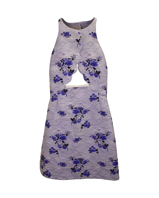 Women's Comfortable Lounge Garments Casual Weekend Relaxed Style Giambattista Valli Floral Mini Dress in Blue Cotton