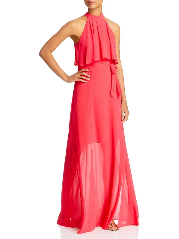 Women's Contemporary Clothing Mid - Season Sale Womens Chiffon Sleeveless Maxi Dress