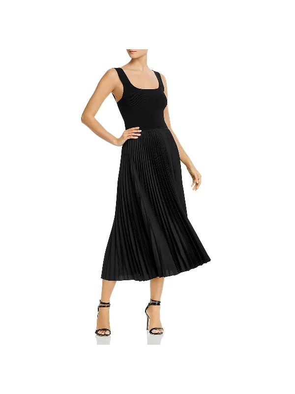 Timeless Women's Clothing Discounts on Casual Weekend Styles Womens Square Neck Pleated Maxi Dress