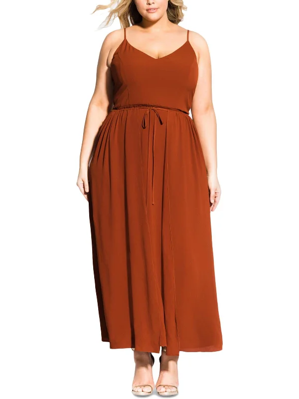 Women's Clothes For Work Events Great Deals on Ethnic Cultural Wear Plus Divine Overlay Womens Crepe Faux Wrap Maxi Dress