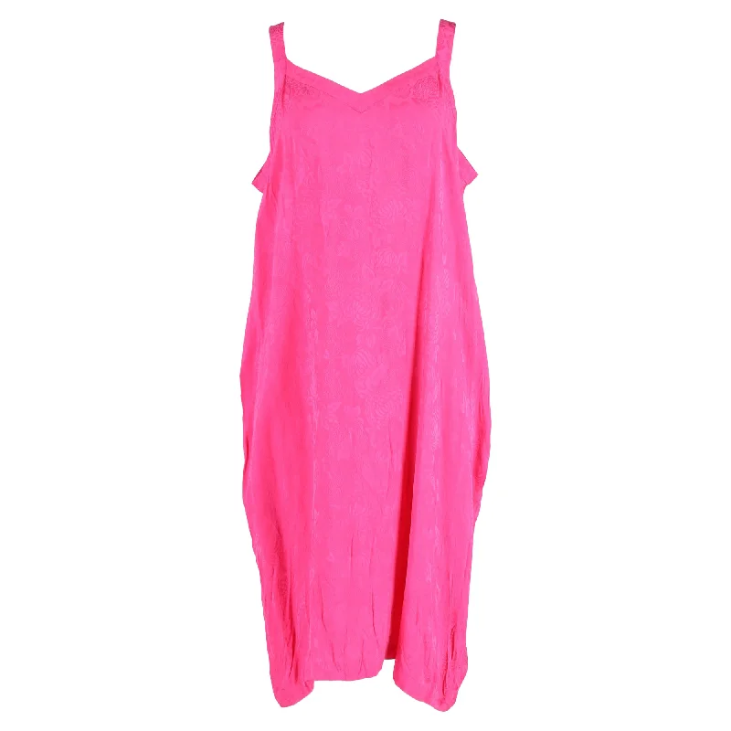 Women's Seasonal Clothes Feminine Flow Balenciaga Oversized Logo Floral Jacquard Midi Slip Dress in Pink Viscose