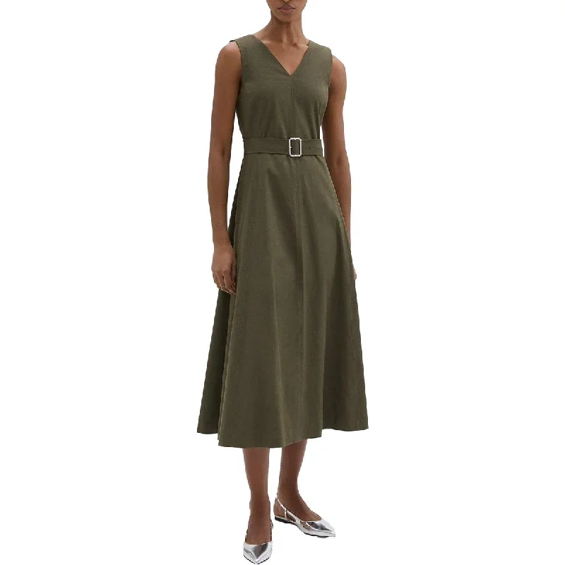 Women's Classic Outfit Dreamy Draping Womens Belted Sleeveless Midi Dress