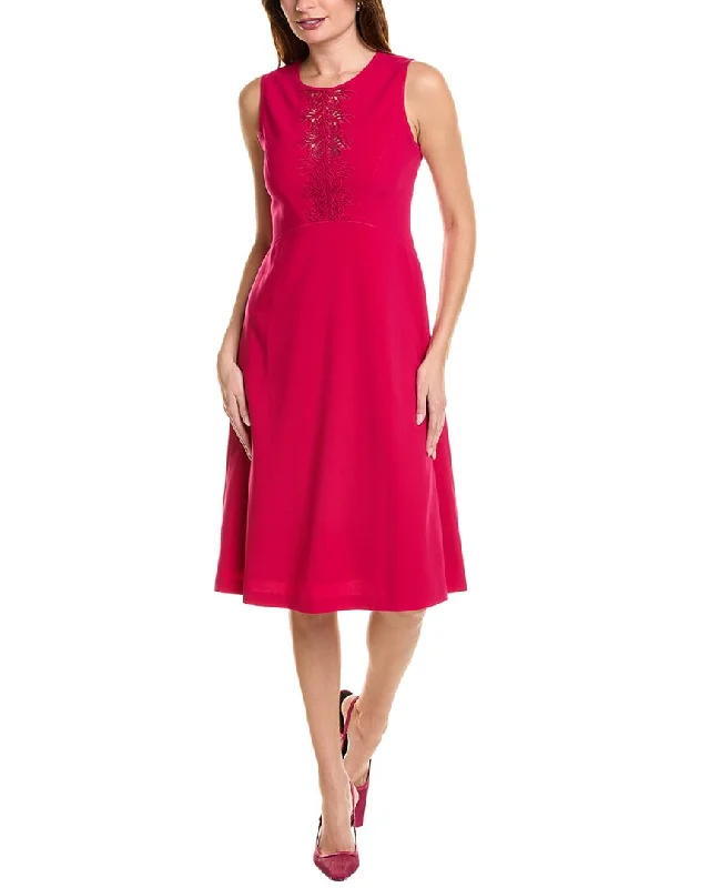 Women's Elegant Formal Outfit Minimalist Office - Ready Style Elie Tahari Lace Applique Midi Dress