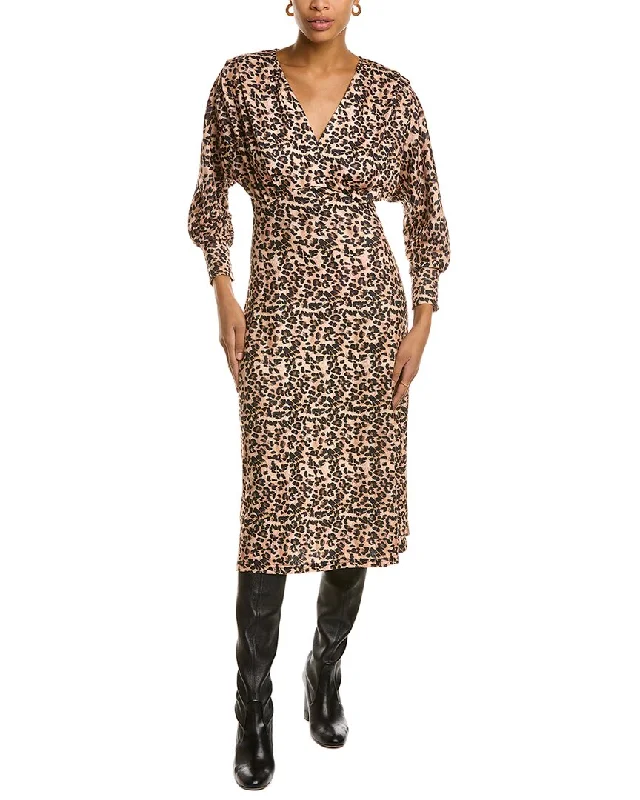 Women's Party Clothes Alluring Design ANNA KAY Leopard Surplice Midi Dress