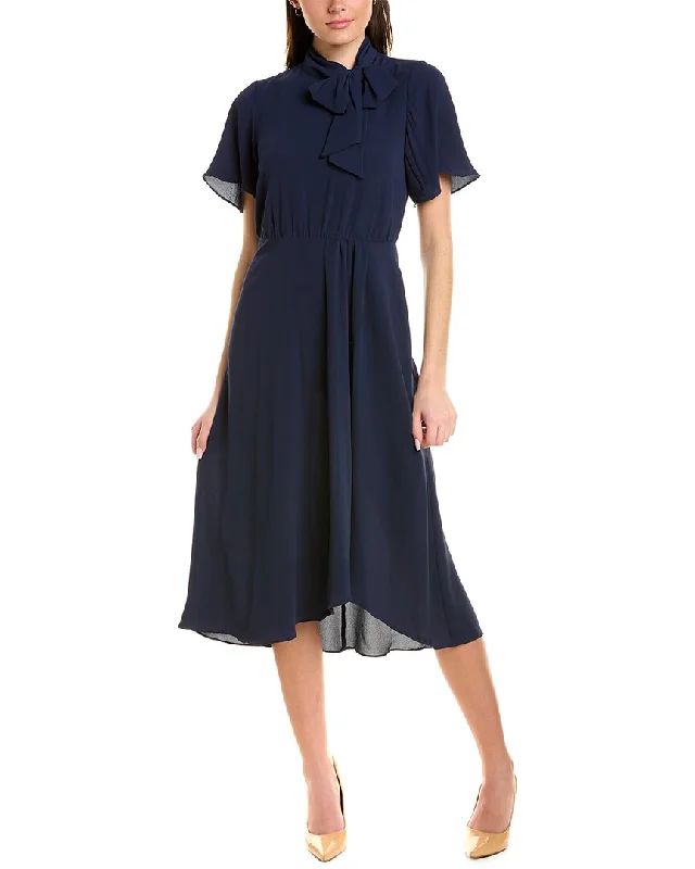 Women's Chic Apparel Parisian Effortless Chic Style London Times Bubble Crepe Midi Dress