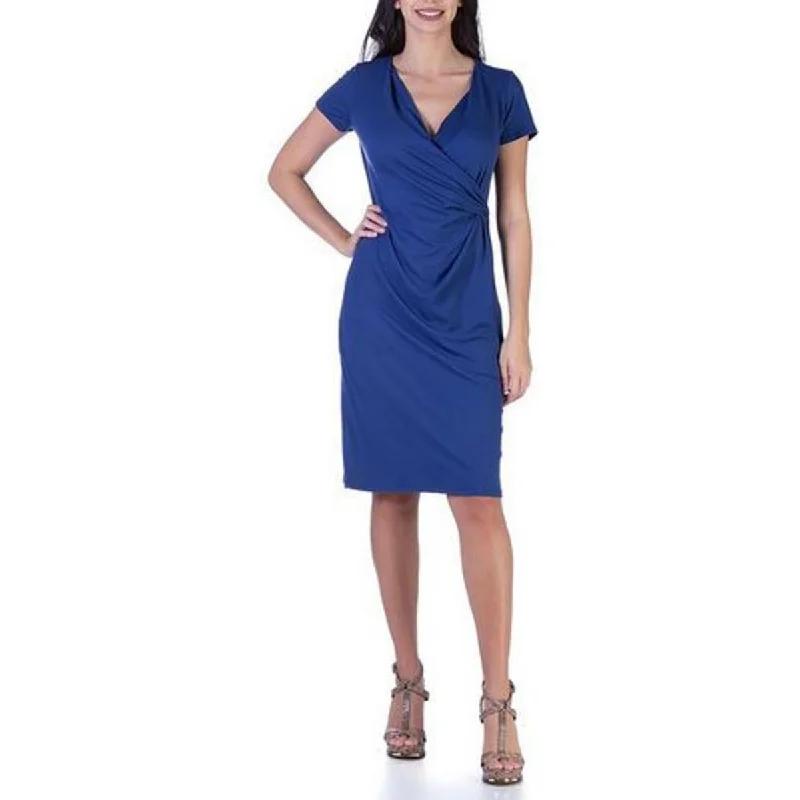 Women's Clothes Hollywood Glam Award - Show Style Womens Faux Wrap Top Cap Sleeves Midi Dress