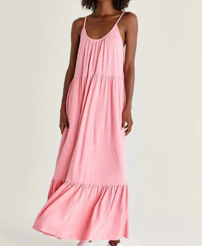 Women's Holiday Attire Limited - Stock Lido Slub Maxi Dress In Flamingo