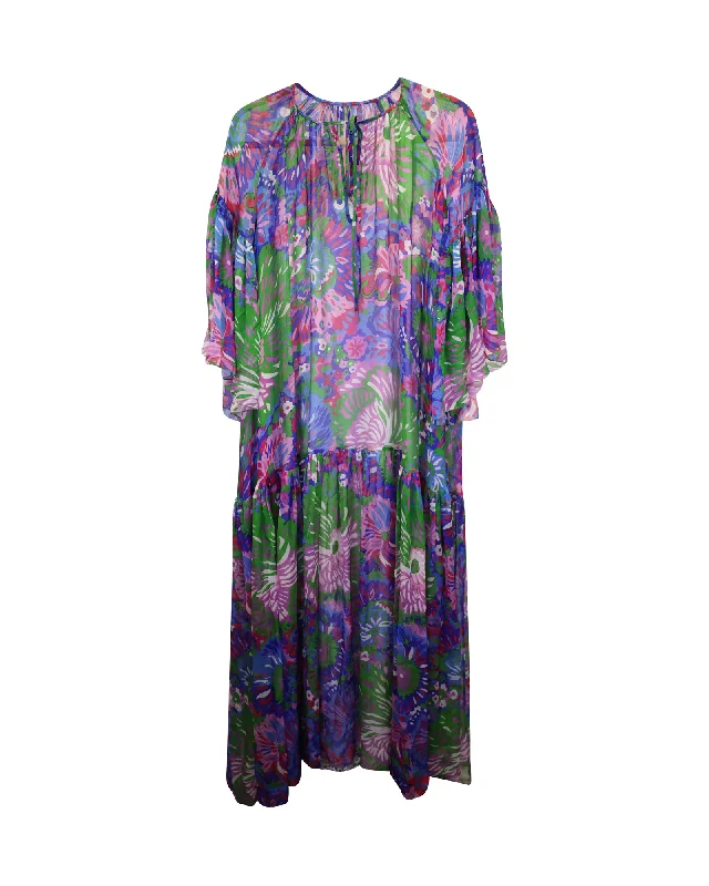 Women's Workout Garments Classic Timeless Elegant Style Dolce & Gabbana 60s Print Floral Kaftan in Multicolor Silk