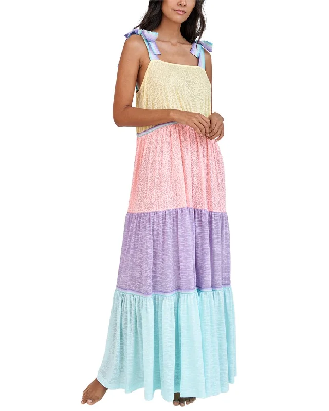 Women's Transitional Apparel Elegant Contour Pitusa Rainbow Bowtie Strapless Maxi Dress