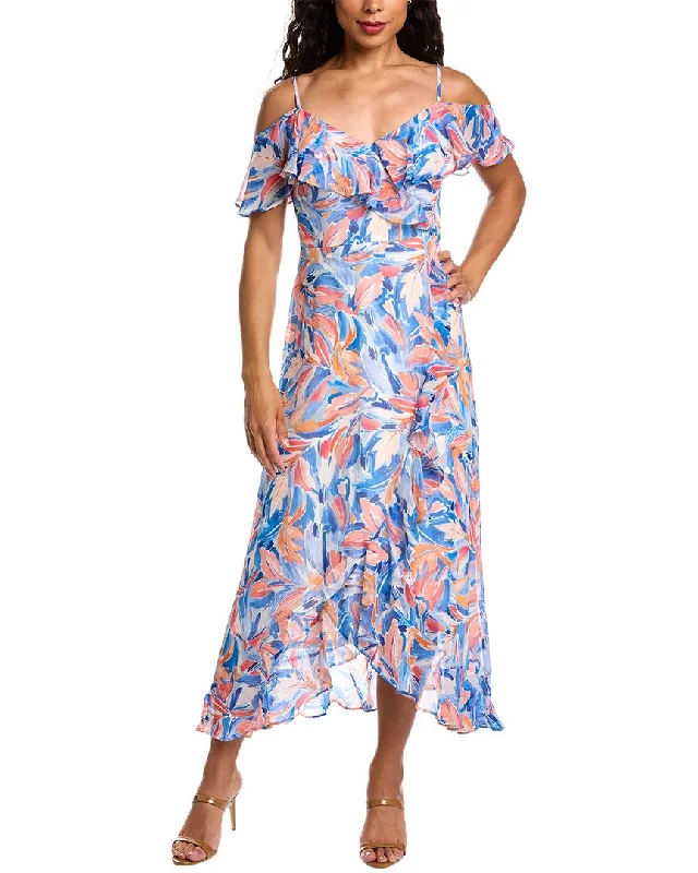 Women's Apparel And Garments Dreamy Draping London Times Ruffle Wrap Maxi Dress