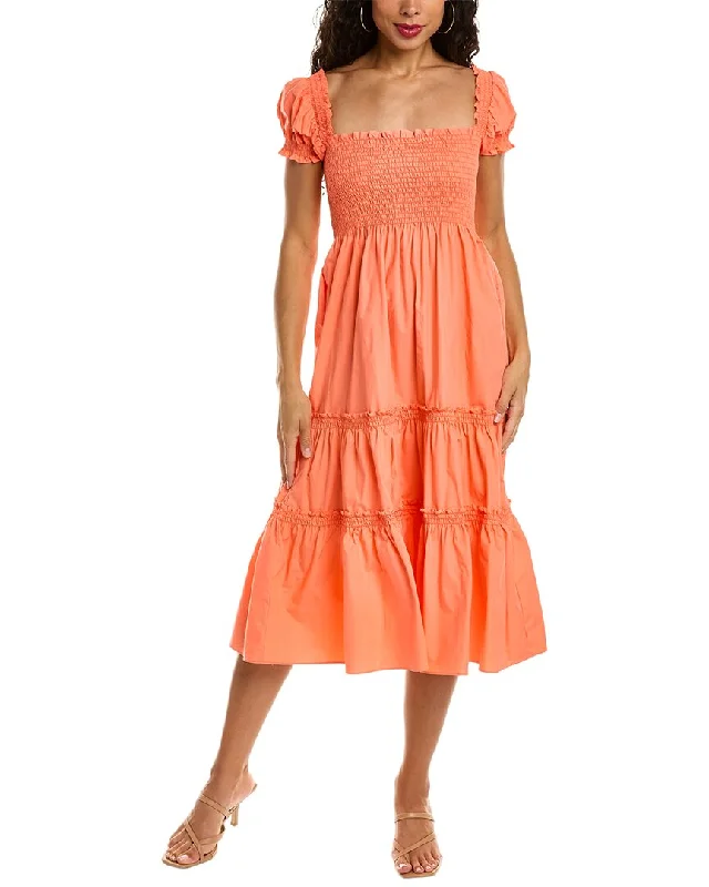 Women's Outdoor Attire Parisian Effortless Chic Style O.P.T. Smocked Maxi Dress