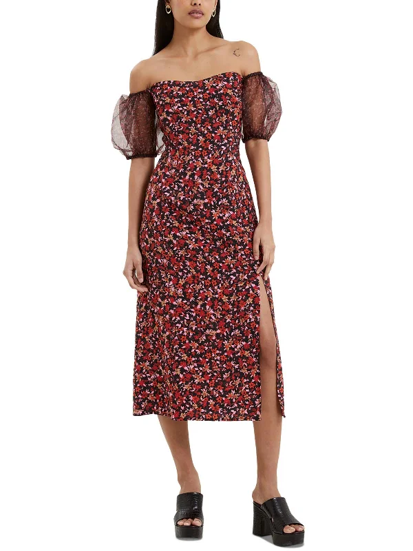 Casual Garments For Women Buy More, Save More Womens Floral Print Mid Calf Midi Dress