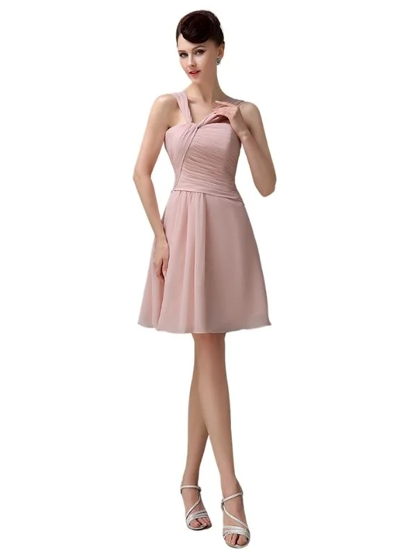 Women's Stylish Professional Apparel Weekend Special Simple A-line Knee-length Chiffon Short Bridesmaid Dresses