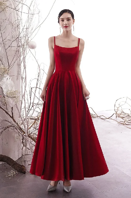 Women's Comfortable Lounge Attire Mid - Season Sale Simple burgundy satin prom dress, burgundy evening dress cg1608