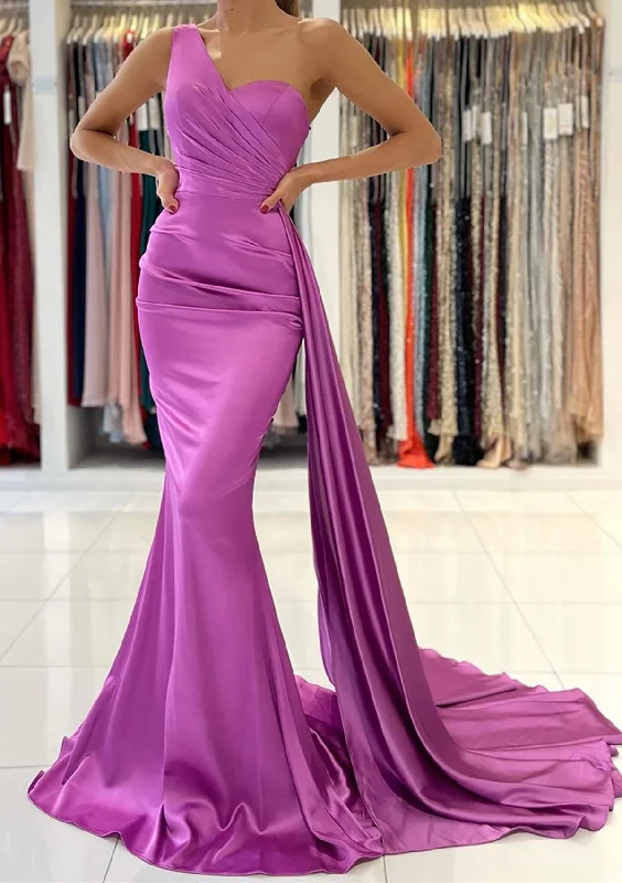 Charming Women's Clothes For Special Events Now on Sale for Chic Urban Styles Women One Shoulder Prom Dress Long Mermaid Evening Gowns Simple Formal Party Dress YPD768