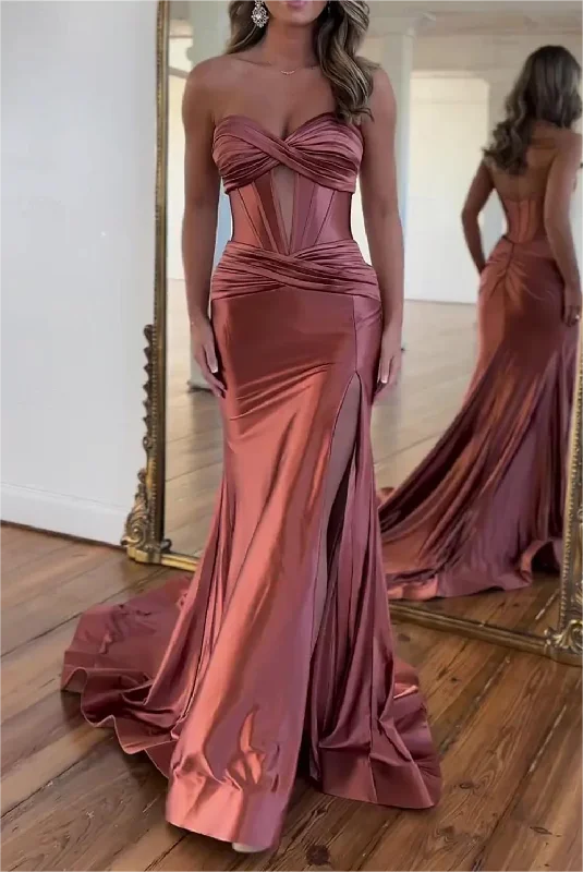 Women's High-End Clothing Mid - Week Surprise Women Side Slit Prom Dress Long Mermaid Evening Gowns Sweetheart Formal Party Dress YPD742