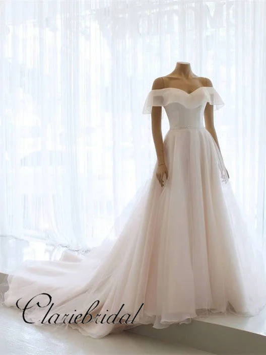 Women's Professional Attire Huge Savings on Parisian Styles Off Shoulder Simple Chiffon Wedding Dresses, Long Bridal Gown, Wedding Dresses