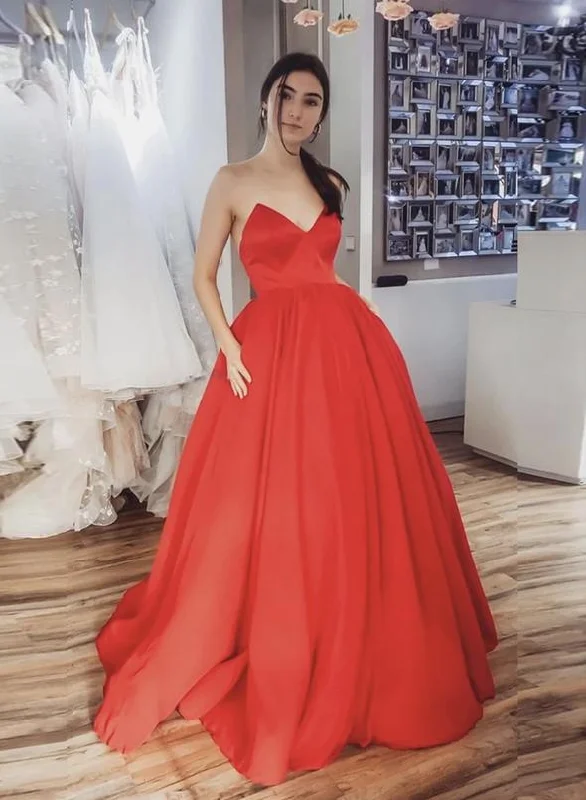 Women's Athletic Outfit Great Deals on Ethnic Cultural Wear Red satin long prom dress red evening dress   cg14713