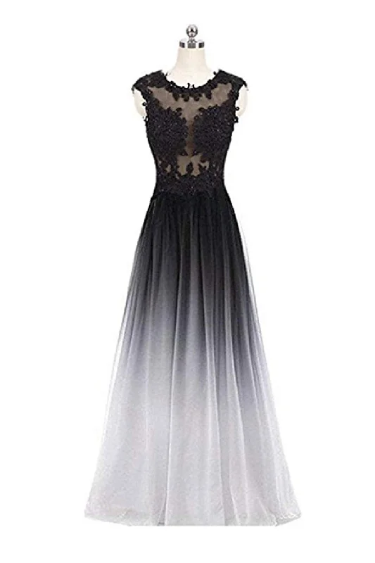 Stylish Outerwear Clothes For Women Holiday Sale Gradient Sleeveless Ombre Prom Dresses With Lace Appliques N1679