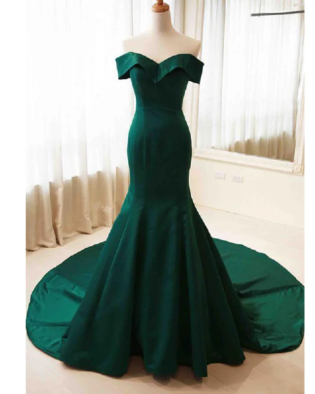 Classic Clothes For Women Minimalist Office - Ready Style Dark Green Fishtail Evening Gown Long Prom Graduation Dresses