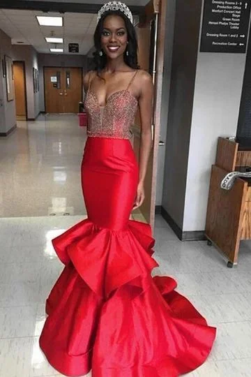 Women's Functional Apparel For Outdoor Activities Weekend Special Trumpet/Mermaid Satin Spaghetti Straps Prom Dresses    cg19946