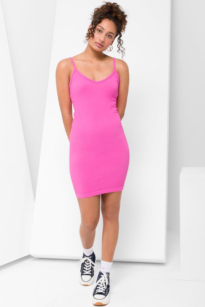 Stylish Women's Attire Flash Sale Seamless Strappy Bodycon Dress Pink