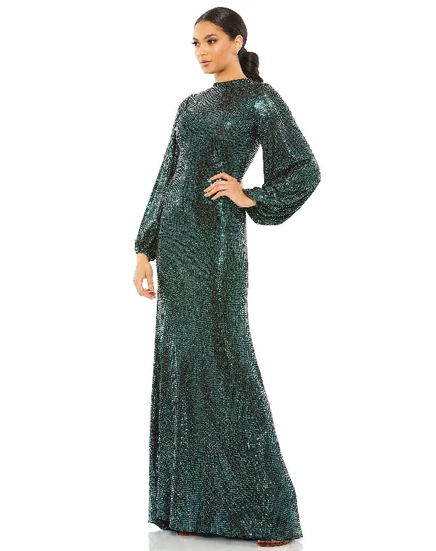 Charming Women's Clothes For Special Events Tropical Island - Inspired Attire Mac Duggal 26576 Long Sleeve Formal Blouson Dress