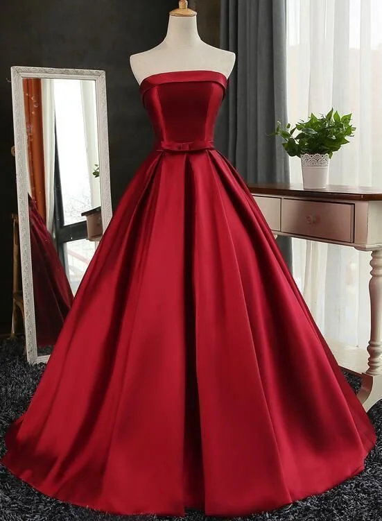 Affordable Luxury Women's Apparel Disco - Inspired Retro Dance Look Dark Red Prom Dresses, Gorgeous Formal Gowns, Satin Long Party Dress  cg5901