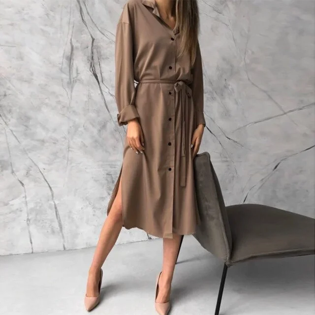 Brown Solid Dress