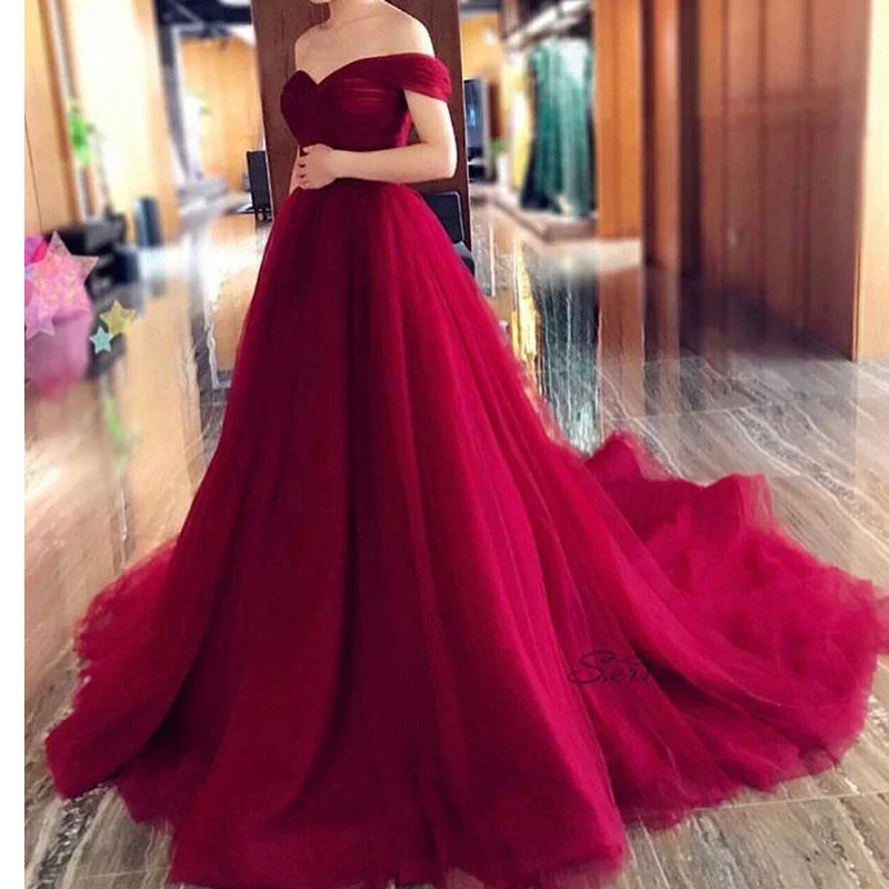 Modern Women's Apparel Charming Silhouette Charismatic Ball Gown Court Train Prom dresses off the shoulder Elegant Gown Engagement Dresses