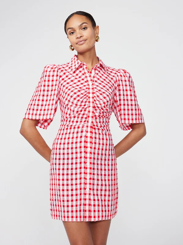 Women's Urban Clothing Holiday Sale Nellie Red Gingham Mini Shirt Dress