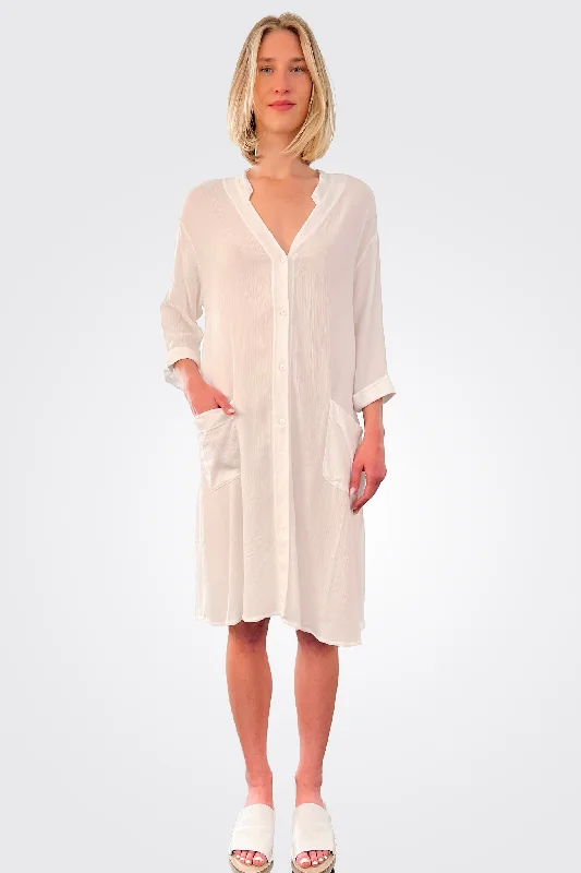 Stylish Women's Clothing Feminine Flow Viscose Shirt Dress - White