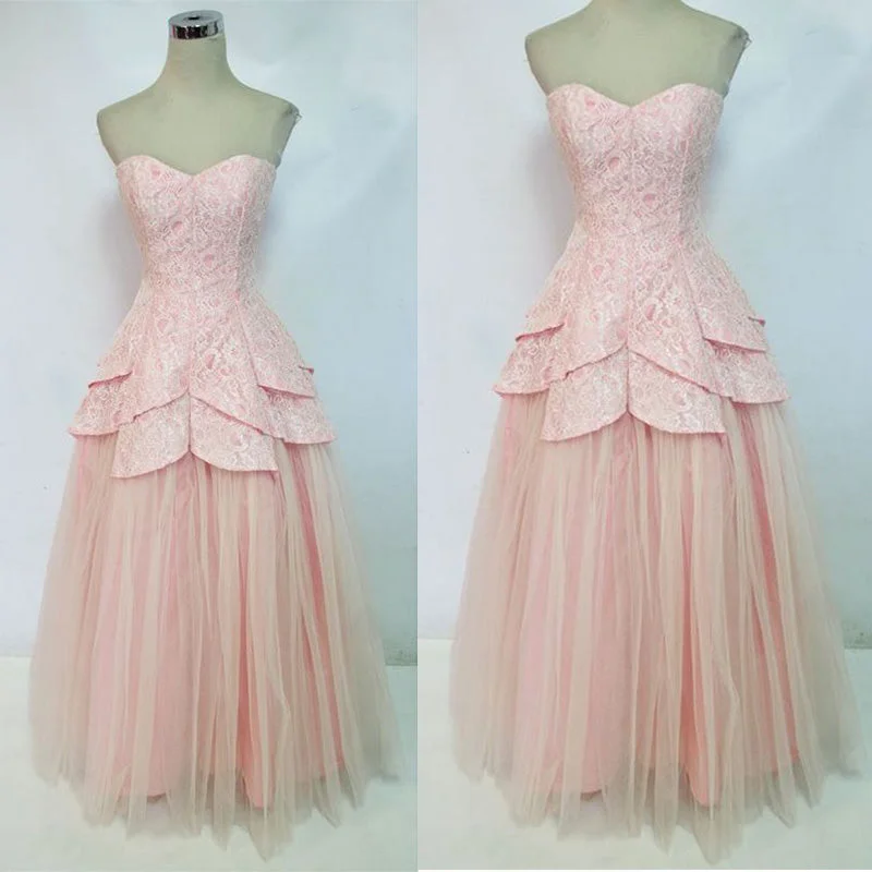 Elegant Women's Attire Subtle Sophistication LP3254 Pink a line Tulle Lace Prom Dress Sweetheart Party Long Formal Gowns Vestido De Festa