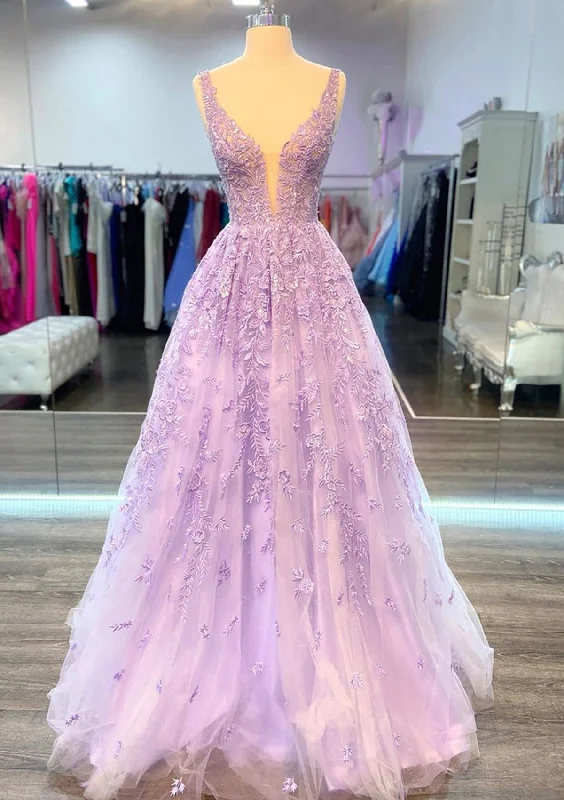 Women's Comfortable Apparel Holiday Sale Women V-Neck Prom Dress Long Appliques Evening Gowns Princess Party Dress YPD794