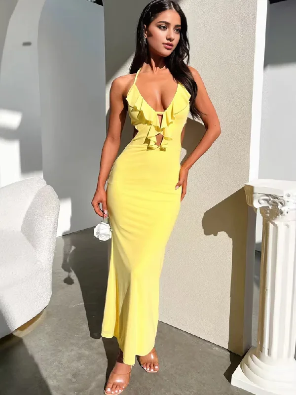 Women's Transitional Apparel Grab Romantic Date - Night Styles Now DingJiDress Evening Dress High Split Slim Sleeveless Sexy Dress Elegant Party Long Dresses Backless Bodycon Charming Formal Wear Dresses