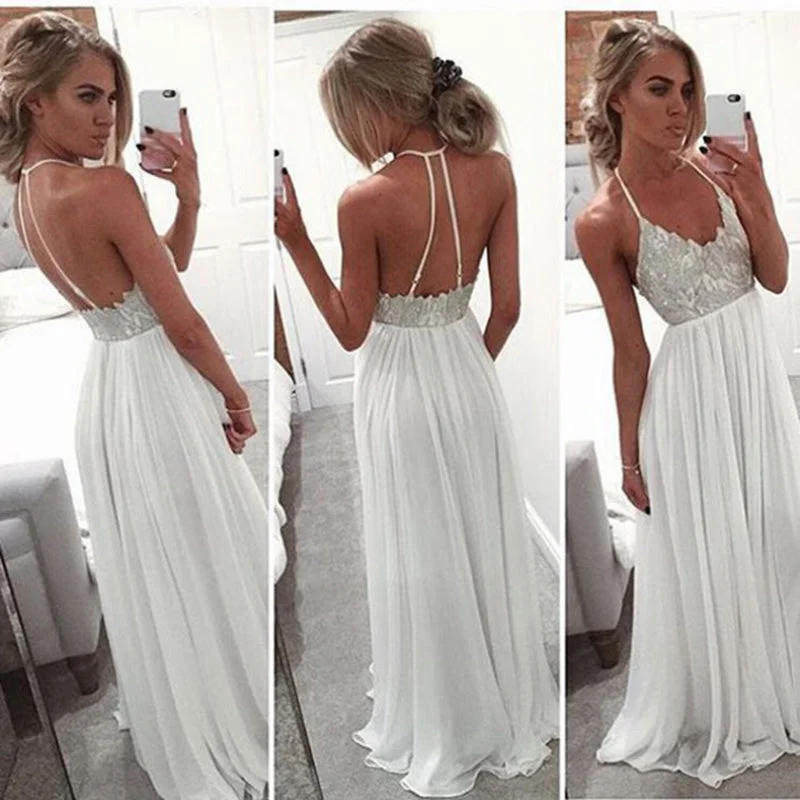 Sustainable Women's Apparel Romantic Date - Night Ensemble Gorgeous Halter Sexy Backless Prom Dresses Long ,Lace Beaded Party Gowns graduation Dresses