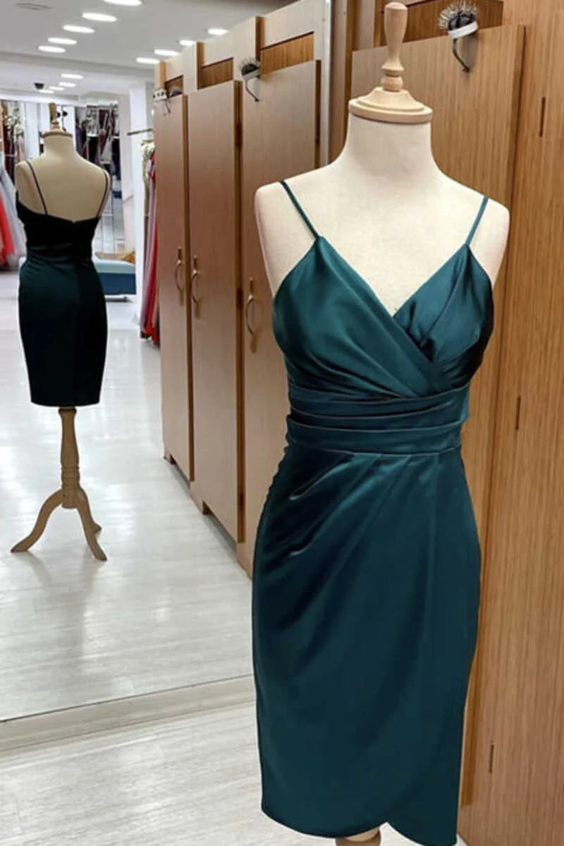 Women's Trendy Clothes Minimalist Office - Ready Style Bridesmaid Dress Satin Spaghetti Straps Short