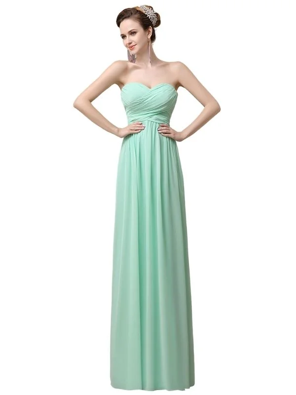 Casual Outfit For Women Rustic Countryside Charm Look Simple A-line Chiffon Sweetheart Floor-Length Long Bridesmaid Dresses.