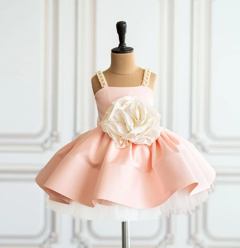 Women's Clothes For Special Occasions Elegant Contour Pre-Order: Peach satin dress with pearl strap