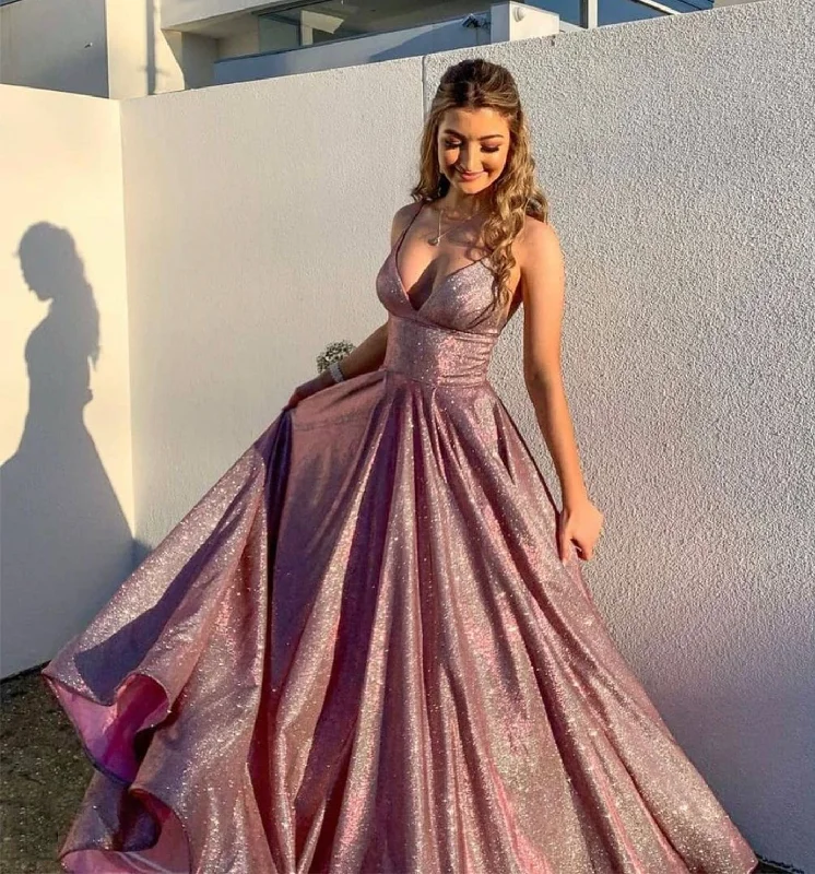 Stylish Women's Garments For Holidays Discounts on Casual Weekend Styles SHINY V NECK SATIN LONG A LINE PROM DRESS EVENING DRESS    cg20188