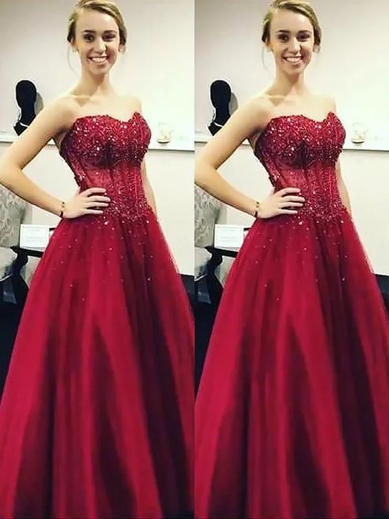 Women's Casual Wear Clothing Flash Deals Ball Gown Sleeveless Sweetheart Beading Floor-Length Satin Dresses Prom Dress    cg19427