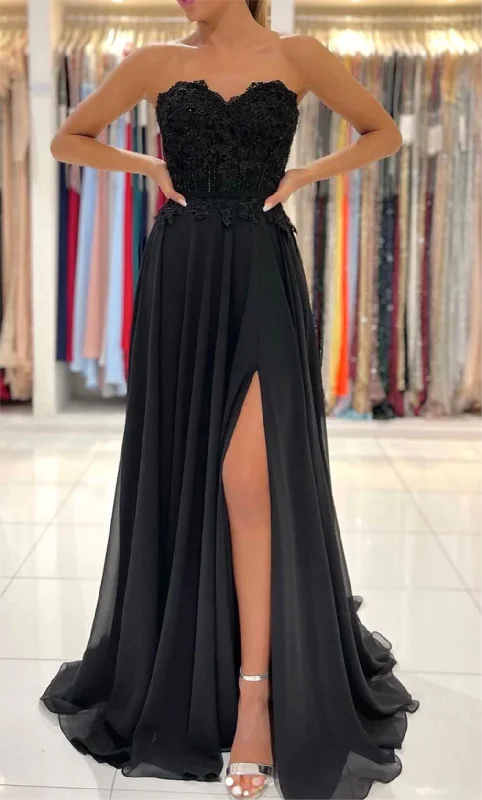 Women's Comfortable Clothes For Weekends Alluring Design Women Lace Prom Dresses Long Side Split Evening Gowns Formal Party Dress YPD498