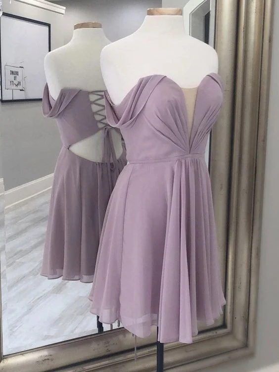 Timeless Women's Clothing Alluring Design Simple A-line chiffon short prom dress, chiffon bridesmaid dress       S3160