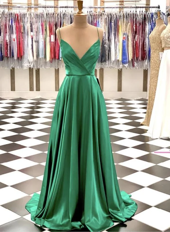 Comfortable Lounge Clothing Limited - Time Bundle Green satin long prom dress simple evening dress   cg15088