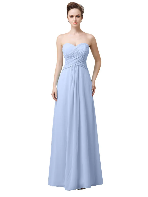 Chic Women's Attire Flash Deals Pretty Sweetheart A-line Chiffon Long Floor-Length Bridesmaid Dresses